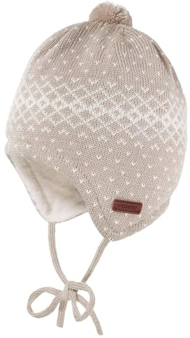 maximo Baby-Mütze, Pünktchenjacquard ausgenäht, Teddyfutter Made in Germany