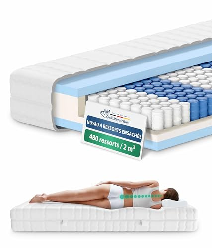 AM Qualitätsmatratzen 7 Zonen Taschenfederkernmatratze 80x200cm H3 - Made in Germany - Ergonomische Federkernmatratze 80x200 mit waschbarem Bezug - Oeko TEX zertifizierte Matratze 80x200 20cm hoch