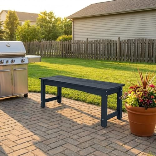 BIXUYOU 2-Personen-Terrassenbank ohne Rückenlehne,Gartenbank, Allwetter-Terrassenbank, wetterfeste Gartenbank, die Niemals verrottet und verblasst, für Garten, Veranda, Hinterhof und Park