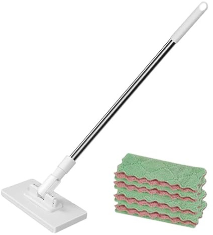 Dust Mop With 10 Reusable Cloths, Sweeper Mop, Dust Mop Magic Snap Grip Mini Mop Cloth Changing Mini Mop with Reusable Towels for Floor Wall Kitchen