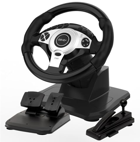 DOYO Rennrad mit 270/400°/900° Drehung, PC-Lenkrad mit Pedalen, Dual-Motor Vibration & Getriebeschalter für PS3, PS4, PC, Switch