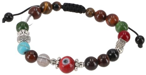Mala Armband, Handmala Buddhaperle, 10 mm, Unisex, Schmuck, bunt/silber | Eleganter Bohoschmuck, goldfarbene Perlen, Schiebeknoten, einzigartig, spirituelle Ausstrahlung, angenehm zu tragen.