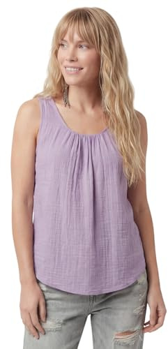 Sommertop Leinenoptik Damen Strand Shirt mit Innentop blickdichtes Oberteil locker und leicht für warme Sommertage