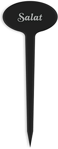 GRAVURZEILE Pflanzenschilder mit Gravur - Salat - Stilvolle Kräuterschilder aus schwarzem Acryl für den Garten - Kräuterstecker geeignet für Beet & Kräutergarten - Farbe: Salat