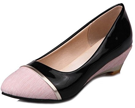 Smilice Escarpins à talon compensé pour femme - Noir - Rose, 32 EU