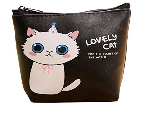 Emorias 1pc Beau Porte-Monnaie Image de Chat Charme Voiture clé Miroir Rouge à lèvres Sac à Main Magnifique Sac à Crayons de Maquillage
