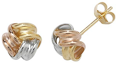 9 Karat (375) Tricolor Gold Damen - Paar Ohrstecker - 7mm*8mm WJS14307