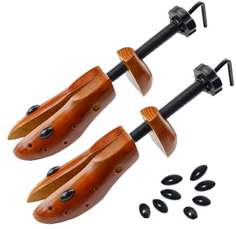 EchoDone 2 Way Wood Shoe Trees For Men Wooden Shoe Stretcher Adjustable Unisex Shaper Large Size for Men and Women, Wood Shaper Women's Size 10 to 13.5 Man's Size 9 to 13, Brown, L