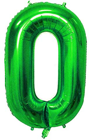 Oblique Unique® Folien Luftballon mit Zahl Nummer 0-9 Folienballon für Kinder Geburtstag Jubiläum Silvester Party Deko Ballon Grün - Zahl wählbar (Nr 0)