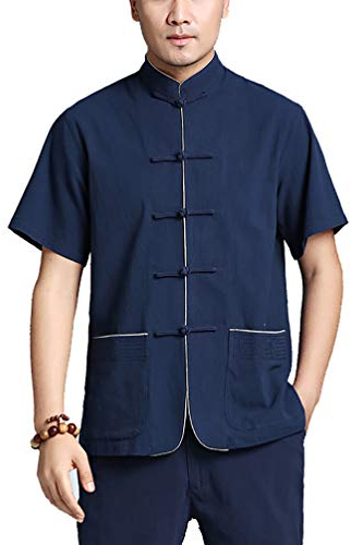 Manche Courte Tang Costume Casual Kungfu Vestes De Style Chinois Shirt Tai Chi Coton Vêtements De Formation pour Homme Femme