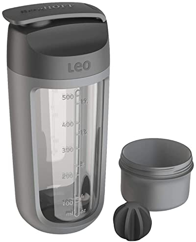 Berghoff 3950227 Botella Mezcladora Con Compartimento Para Polvos 0,55L, Plástico Libre De Bpa, Apto Lavavajillas, Detalles Gris