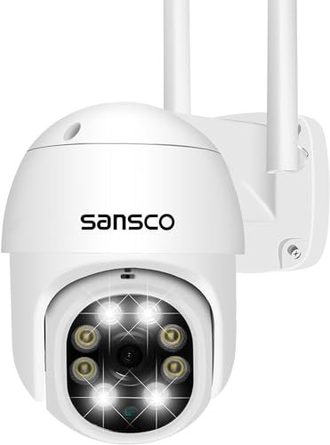 SANSCO WiFi Security PTZ IP Camera, 3MP Wireless CCTV Surveillance Cam with Power Adapter, Indoor/Outdoor Use, 2-Way Audio, Weatherproof, Colour Night Vision, Add-on Camera 8CH/10CH NVR