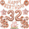 Luftballon 32. Geburtstag frau Rosegold deko Folienballon 32 jahre Geburtstags deko frau Rosegold set happy Birthday 32 Geburtstagsdeko frau Ballon 32 jahre Geburtstag Dekoration Frauen set（32）