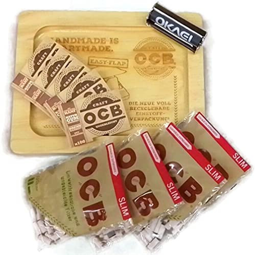 OCB Craft 5x a100 Blatt 4 x 120 Organic 6 mm Slim Filter Ocb Drehunterlage und Drehmaschine im Set