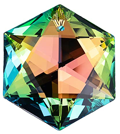 100 mm AB-farbige Kristall-Sonnenfänger zum Aufhängen, Prefdo großer Fenster-Sonnenfänger, Ornament, facettierter Kristallglas-Tropfen, Dekoration, DIY Handwerk (sechszackiger Stern)