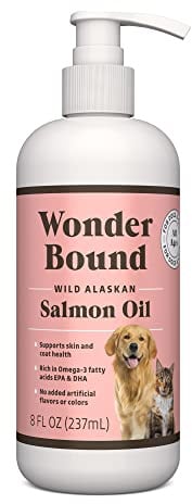 Amazon Basics Wild Alaskan Salmon Oil - Skin and Coat Support, Omega 3 Supplement for Dog and Cat, 8 fl oz (Previouly Wonder Bound)