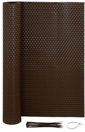 Jardinion Sichtschutzmatte Rattan Optik 1 x 5m Braun Sichtschutz, geeignet als Terrassen, Gartenzaun und Balkon Sichtschutz, inkl. Kabelbinder