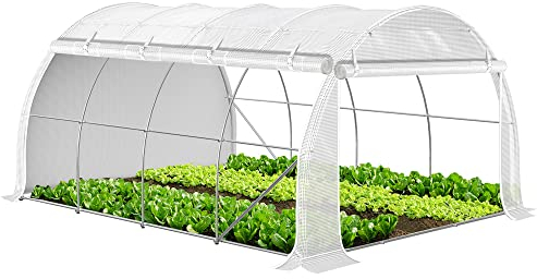 VOUNOT® Serre de Jardin Tunnel 300x400x200cm en Acier Galvanisé PE Haute densité 140 g/m² 12m2 Anti-UV avec Zip Enroulables Idéale pour Toutes Saisons