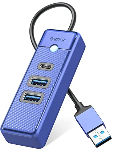 ORICO USB Hub 3.0, 3 Port USB Splitter mit 2 USB A & 1 Typ C, Multi USB Verteiler, mit 0,15m Kabel, 5Gbps schnelle Datenübertragung kompatibel mit Mac OS 10.X und höher, Linux, Android, Blau