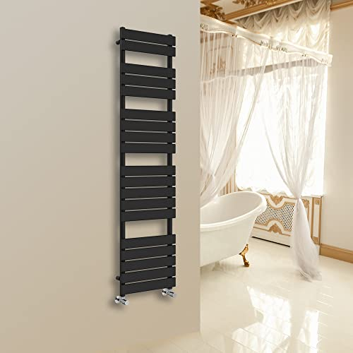 NRG Contemporary Flat Panel Bathroom Heated Towel Rail Radiator Rad Warmer - 1800 x 450mm Black