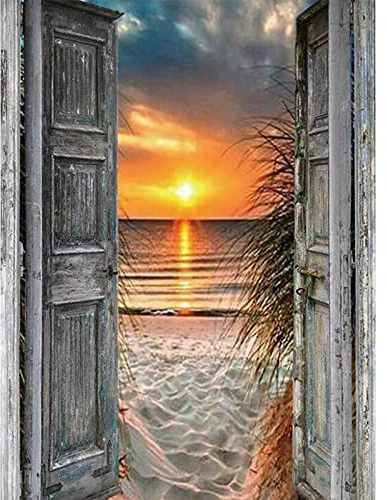 MXJSUA Diamond Painting Erwachsene Landschaft, Diamond Painting Diamant Painting Bilder Landschaft 5D Diamant Malerei Kits, DIY Diamond Painting Kits Sonnenuntergang am Tor 30x40cm für Wanddekoration