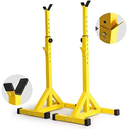 Heim-Fitnessstudio, verstellbare Hantelbank, Trainingsbank, verstellbare Bänke, Kniebeugenständer, geteilte Langhantelablage, gelbe Hantelbank, professionelles Bankdrücken, Fitness