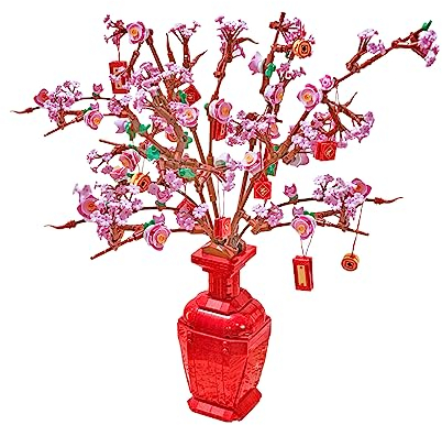 NOOLY 992 Pcs Blumen Konstruktionsspielzeug für Heim- und Bürodekoration KLJMH-01 (Pfirsichblüte)