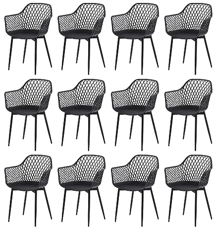 buybyroom Esszimmerstuhl im 12er Set,Essstühle Stuhl mit Armlehne Kunststoffstuhl Stuhl Esszimmer (Weiß)