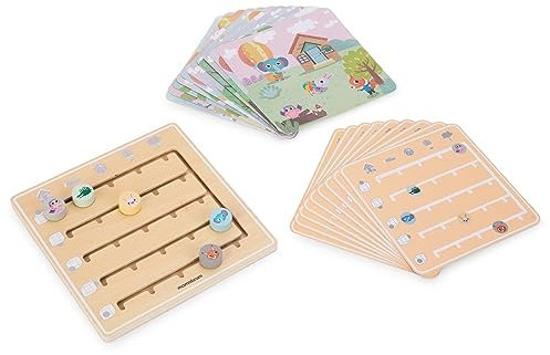 Mamabrum Memory-Spiel aus Holz – Wo sind die Tiere?, Labyrinthbrett, 20 Karten, REGT die Sinne an, trainiert die Wahrnehmung Memory für Kinder