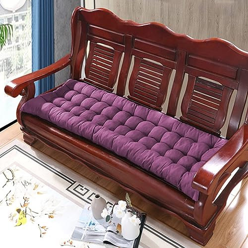 Xpnit Dicke Baumwollbank-Sitzkissen, 2- und 3-Sitzer, 8 cm dick, lang, Bank-Sitzkissen, Sofa-Bodenkissen, für Zuhause, Garten, drinnen und draußen (100 x 50 cm, Lila)