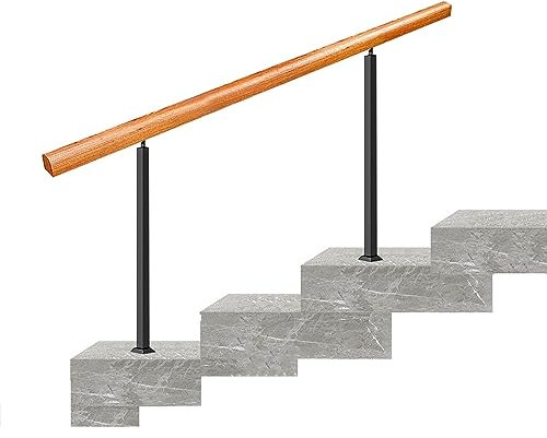Mains Courantes pour Marches Extérieures, 3-4 Rampes D'escalier en Bois pour Marches Extérieures, Rampe D'escalier de Sécurité pour Portes de Terrasse, Porche en Béton, avec Kit D'installation ( Color
