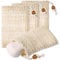 4 Stück Seifensäckchen, Sisal Seifenbeutel, Naturprodukt Beige Seifen Säckchen, Kordelzug Massage Seifensack,Gut zum Bade, einfach für die Reise