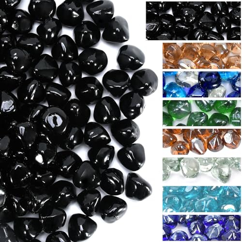 GasSaf Diamonds Feuerglas für Gas- oder Propangas-Feuerstelle, Kamin & Landschaftsbau, 4,5 kg, 2,5 cm (Onyx Schwarz Glanz)