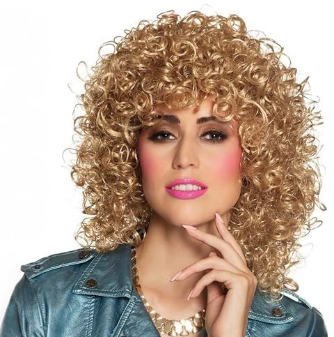 TrendandStylez Perücke Lockenpracht, Locken blond, für Damen und Herren, Kostüm Accessoire für Party, Fasching, Karneval, Mottoparty