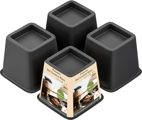 OXENDURE Rialzo per mobili da letto, 7,6 cm, versatile per letto e mobili, resistente, supporta 250 kg ciascuno, set da 4, nero
