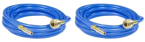 as - Schwabe Druckluftschlauch-Garnitur mit Polyestergewebeeinlage Serie 2050, 5m PVC-Druckluft-Schlauch 9 x 3 mm mit Schnellverschlusskupplung & Stecktülle, Blau, 12705 (Packung mit 2)