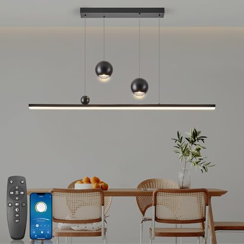 YOODI Moderne LED Pendelleuchte Esstisch 36W, Hängelampe Dimmbar Mit Fernbedienung, 3000K-6000K, Hängeleuchte Esszimmer Höhenverstellbar Pendelleuchten für Schlafzimmer, Wohnzimmer, Kücheninsel