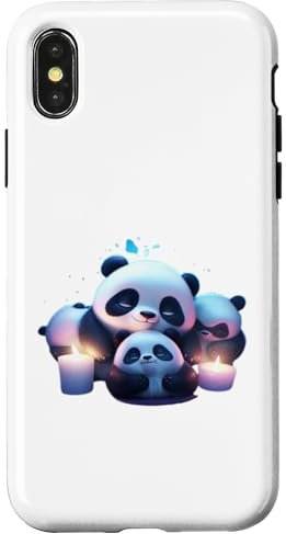 Hülle für iPhone X/XS Schlafender Panda Bär Schlaf Bärchen Nacht Outfit Teddybär