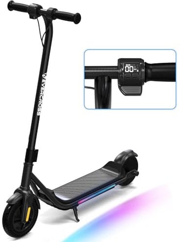 EVERCROSS E6 Elektroroller für Kinder, 7 Leichter E-Scooter für 6-12 Jahre, Elektroscooter mit Einer Reichweite von bis zu 15 km und 7-farbigen Lichtern, 3 Geschwindigkeitsmodi (8, 12, 16 km/h)