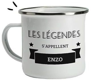 CADEAUX.COM - Mug Émaillé Personnalisé Pour Un Enzo - Personnalisé - Message Personnalisable - Cadeau Anniversaire Enzo - Cadeau Homme