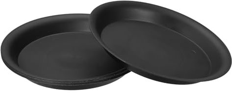 PATIKIL 10 Inch Plant Saucer Tray, 5 Pack Plastic Drip Tray Round Collects Excess Water Flower Pot Drainage Trays for Heavy Indoor Outdoor Pan, Black