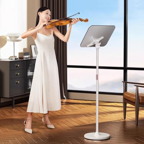UPWONEC Tragbarer Musikstand, Multifunktionaler Musikständer, Professioneller Musikständer, Home Guzheng Guitar Violin Music Ständer, Verstellbarer Musikbrettwinkel,Weiß