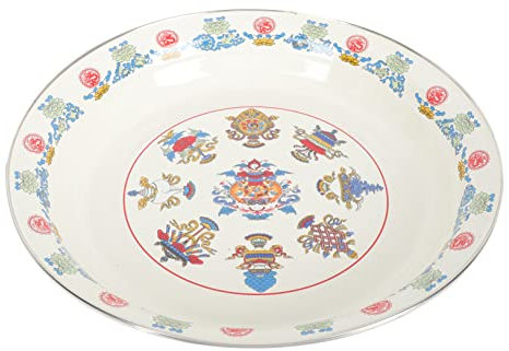 Amosfun Eleganter Runder Emaille-teller 30 Cm Hitzebeständig Servierplatte Im Vintage-stil Für Snacks Früchte Nüsse Und Desserts