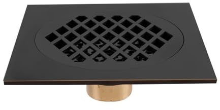 AMENGJ Bodenablauf Edelstahl 15x15cm Quadratischer Bodenablauf Badezimmer Duschraum (Black)