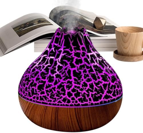 Volcanic Humidifier - Volcano Simulated Flame Diffusers - RGB Ambient Light, Quiet Fire Mist Humidifier Air Purifying For Relaxation Mood Enhancement