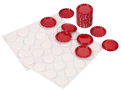 PATIKIL 40 Set Bottle Caps for Crafts, 1 Inch Double Sides Printed Craft Bottle Caps with Clear Resin Epoxy Stickers for DIY Craft Badge Making, Red