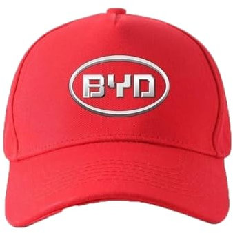 JKIOHG Auto Baseball Cap für BYD Atto 3 /Dolphin /e6 /Seal/Song Plus/Tang/Yuan, Unisex Auto Baseballkappe Autoplakette Herren Damen Kappe Verstellbar Basecap Cap Accessoires,B-Red