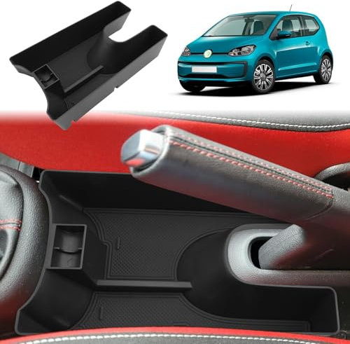[Verlängern Plus] GAFAT V W UP GTI/Seat MII/Skodα Citigo 2013-2023 Mittelkonsole Aufbewahrungsbox, Organizer Tray Unten die Mittelkonsole, Mit Münzeinwurf, Kompatibel mit VW UP Zubehör