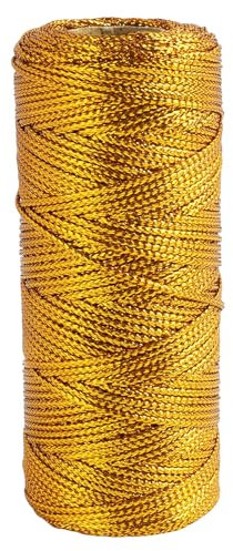 Spago Natalizio Glitterato Dorato, Filo Dorato, 100 m di Filo Metallico da 1,5 mm per Decorazioni Natalizie, Palline di Natale e Confezioni Regalo, Corda per Albero di Natale e Feste
