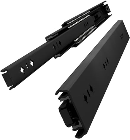 VADANIA 800mm Heavy Duty Drawer Slides #A53 Black, 1 Pair | 120kg max load, 3-fold full extension, ball bearing, side mount,heavy duty steel for workshops & RV conversion